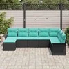 Sodo Sofų Rinkinys su pagalve 8 pcs Juoda Poli ratanas