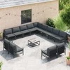 Sodo Sofų Rinkinys su pagalve 14 pcs Juoda Plienas
