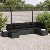 Lauko baldų komplektas Sodo Sofų Rinkinys su pagalve 7 pcs Juoda poliratanas
