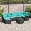 Lauko baldų komplektas Sodo Sofų Rinkinys su pagalve 8 pcs Juoda Poli ratanas