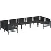Sodo Sofų Rinkinys su pagalve 7 pcs Juoda Plienas