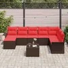 Sodo Sofų Rinkinys su pagalve 9 pcs Ruda Poli ratanas