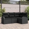 Lauko baldų komplektas Sodo Sofų Rinkinys su pagalve 4 pcs Juoda poliratanas