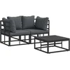 Sodo Sofų Rinkinys 3 pcs Juoda metalas
