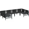 Sodo Sofų Rinkinys su pagalve 6 pcs Juoda Plienas