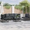 Sodo Sofų Rinkinys su pagalve 5 pcs Juoda Aliuminis
