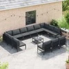 Sodo Sofų Rinkinys su pagalve 14 pcs Juoda Plienas