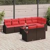 Lauko baldų komplektas Sodo Sofų Rinkinys 9 pcs Ruda poliratanas