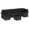 Lauko baldų komplektas Sodo Sofų Rinkinys su pagalve 8 pcs Juoda Poli ratanas