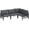 Sodo Sofų Rinkinys su pagalve 4 pcs Juoda Plienas