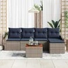 Lauko baldų komplektas Sodo Sofų Rinkinys 6 pcs Pilka ir tamsiai mėlyna poliratanas