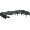 Sodo Sofų Rinkinys su pagalve 10 pcs Juoda Plienas