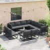 Sodo Sofų Rinkinys su pagalve 11 pcs Juoda Aliuminis