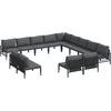 Sodo Sofų Rinkinys su pagalve 13 pcs Juoda Plienas