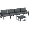 Sodo Sofų Rinkinys su pagalve 5 pcs Juoda Plienas