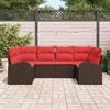 Sodo Sofų Rinkinys su pagalve 6 pcs Ruda Poli ratanas
