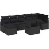 Sodo Sofų Rinkinys su saugykla 8 pcs Juoda Poli ratanas
