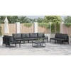 Sodo Sofų Rinkinys su pagalve 9 pcs Juoda Plienas