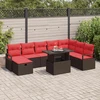 Lauko baldų komplektas Sodo Sofų Rinkinys su pagalve 9 pcs Ruda Poli ratanas