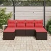 Lauko baldų komplektas Sodo Sofų Rinkinys su pagalve 6 pcs Ruda Poli ratanas