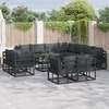Sodo Sofų Rinkinys su pagalve 11 pcs Juoda Aliuminis