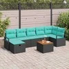 Sodo Sofų Rinkinys su pagalve 8 pcs Juoda poliratanas