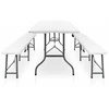 Sodo stalas su 2 suoliukais, baltas, 180cm, plienas ir HDPE