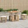 Lauko baldų komplektas Sodo valgomojo komplektas su pagalve 3 pcs Natūralus ir Baltas
