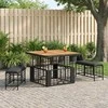 Lauko baldų komplektas Sodo valgomojo komplektas su pagalve 3 pcs Juoda ir pilka