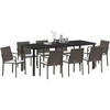 Sodo valgomojo komplektas 9 pcs Ruda ir juoda PE ratanas