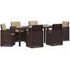 Lauko baldų komplektas Sodo valgomojo komplektas su pagalve 7 pcs Ruda ir taupe PP