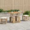 Lauko baldų komplektas Sodo valgomojo komplektas su pagalve 3 pcs Natūralus ir Baltas