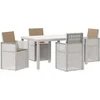 Lauko baldų komplektas Sodo valgomojo komplektas su pagalve 5 pcs Balta ir taupe PP