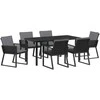 Lauko baldų komplektas Sodo valgomojo komplektas 7 pcs Juoda