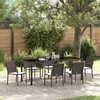 Sodo valgomojo komplektas 7 pcs Ruda ir juoda PE ratanas