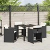 Lauko baldų komplektas Sodo valgomojo komplektas 5 pcs Juoda poliratanas