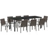 Sodo valgomojo komplektas 9 pcs Ruda ir juoda PE ratanas