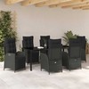 Sodo valgomojo komplektas su pagalve 7 pcs Juoda poliratanas