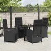 Lauko baldų komplektas Sodo valgomojo komplektas su pagalve 5 pcs Juoda poliratanas