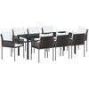 Sodo valgomojo komplektas 9 pcs Ruda ir juoda PE ratanas