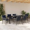 Sodo valgomojo komplektas 7 pcs Pilka ir juoda Ratanas