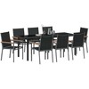 Sodo valgomojo komplektas 9 pcs Juoda Miltelinis plienas