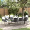 Sodo valgomojo komplektas 9 pcs Ruda ir juoda PE ratanas