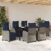 Sodo valgomojo komplektas su pagalve 7 pcs Pilka poliratanas