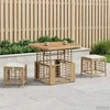 Lauko baldų komplektas Sodo valgomojo komplektas su pagalve 3 pcs Natūralus ir Baltas