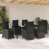 Sodo valgomojo komplektas su pagalve 7 pcs Juoda poliratanas