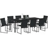 Lauko baldų komplektas Sodo valgomojo komplektas 9 pcs Juoda Textilene ir plienas