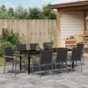 Sodo valgomojo komplektas 9 pcs Juoda Miltelinis plienas