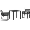 Lauko baldų komplektas Sodo valgomojo komplektas 3 pcs Juoda