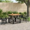 Lauko baldų komplektas Sodo valgomojo komplektas su pagalve 3 pcs Juoda ir pilka